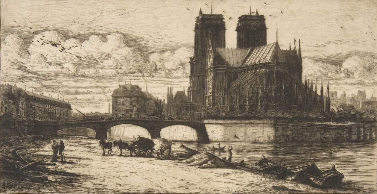Die Apsis von Notre-Dame, Paris, 1854 von Charles Meryon