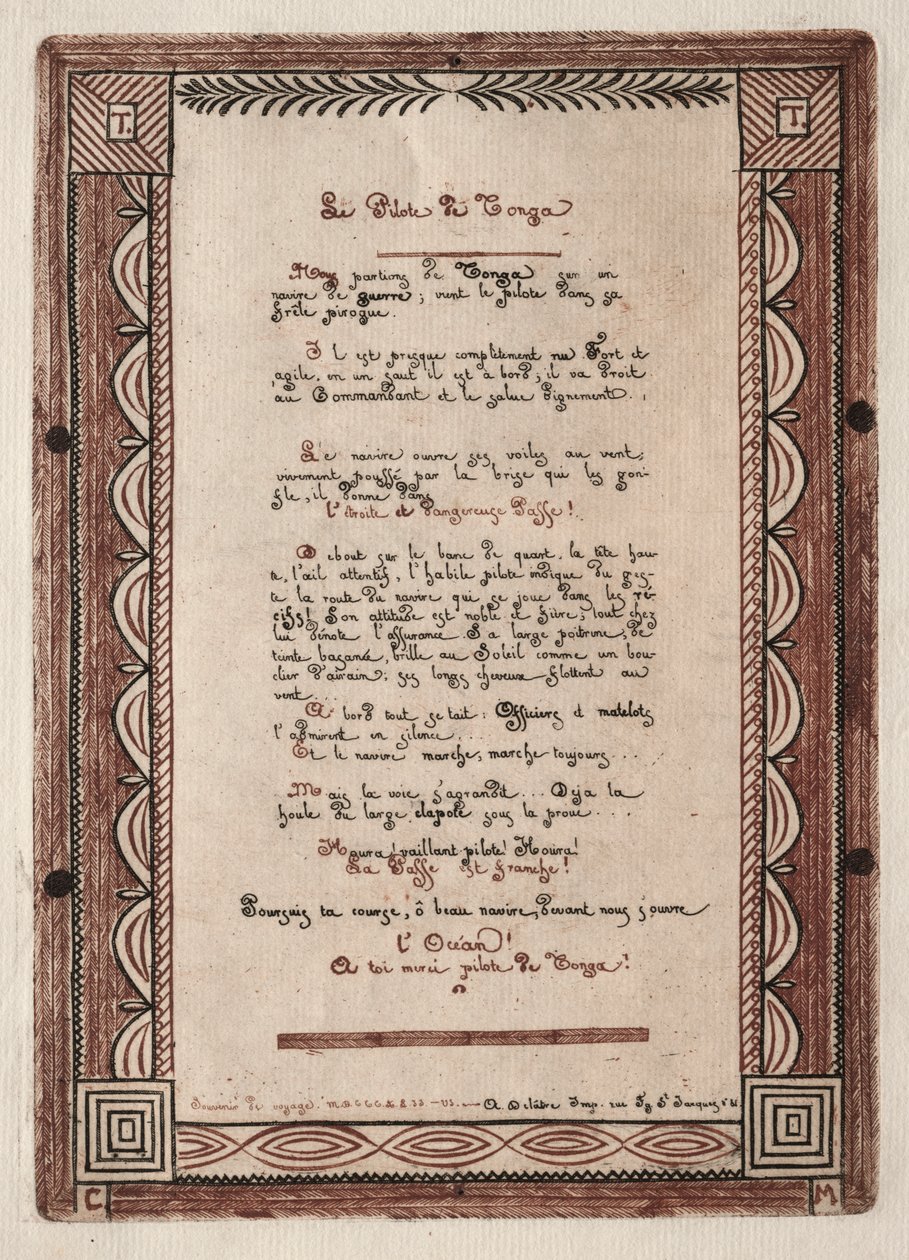 Verse an den Piloten von Tonga von Charles Meryon