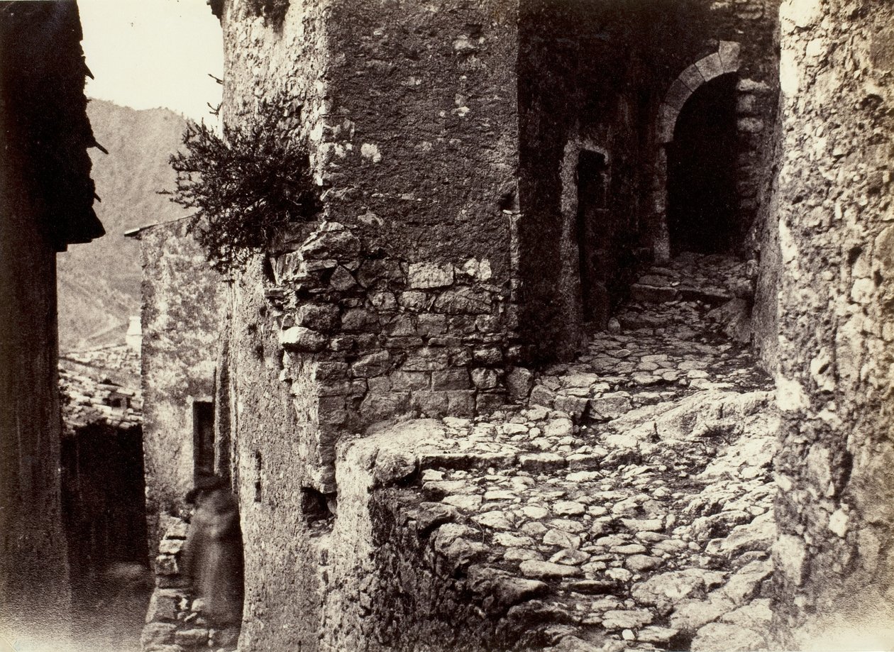 Eine Straße in Sainte-Agnès bei Roquebrune von Charles Nègre