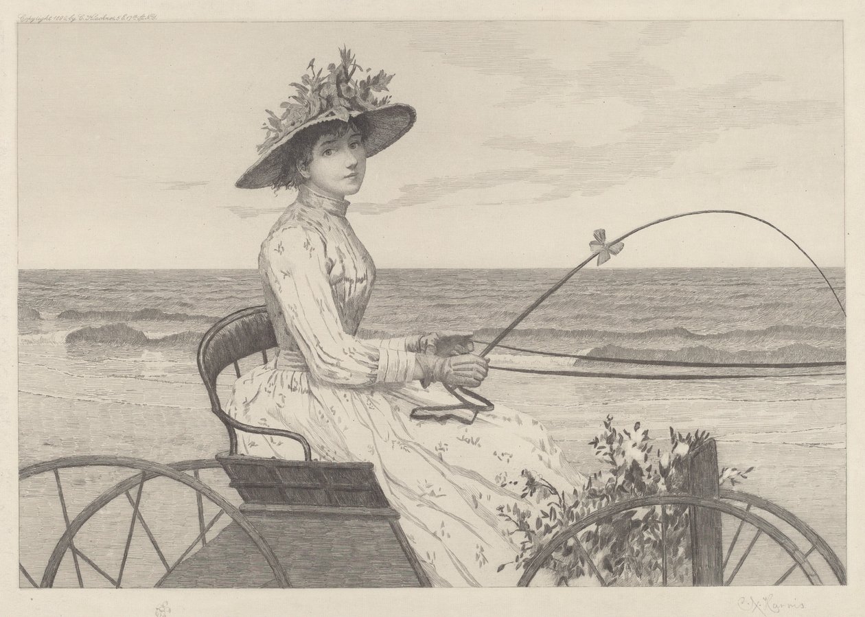 Ohne Titel (Frau in einer Kutsche) von Charles X. Harris