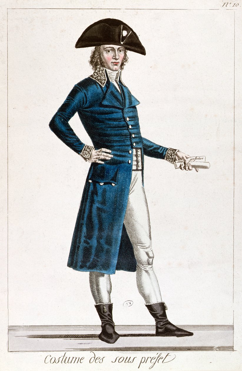 Kostüm eines Unterpräfekten während der Konsulatszeit (1799-1804) der Ersten Republik in Frankreich, ca. 1800 von Chataignier