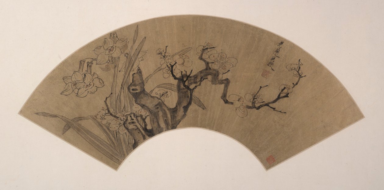 Pflaumenblüten und Narzissen von Chen Hongshou