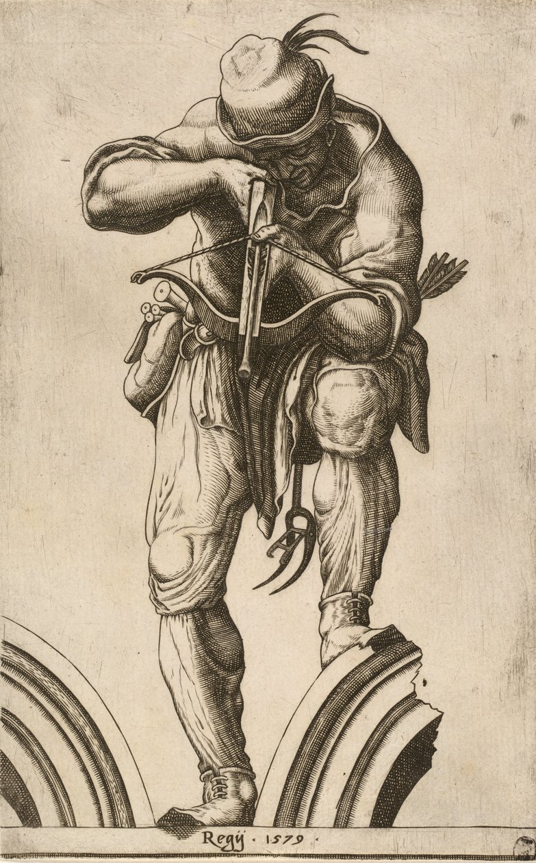 Ein Bogenschütze, der eine Armbrust schießt, 1579 von Cherubino Alberti