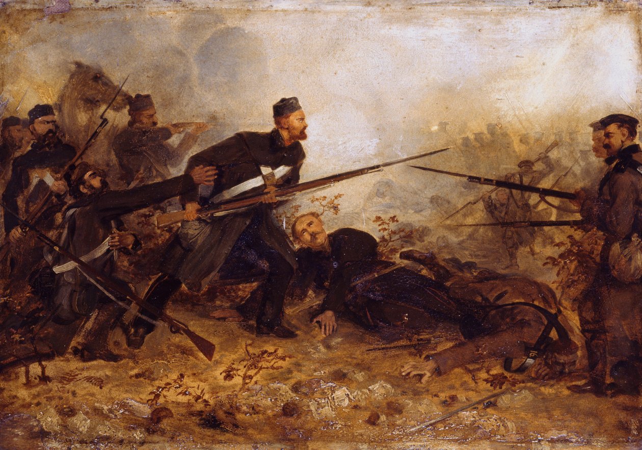 Private John McDermond (1832-68) in der Schlacht von Inkerman am 5. November 1854, ca. 1860 von Chevalier Louis William Desanges