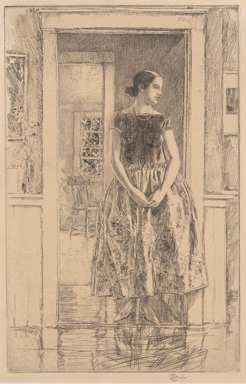 Mädchen in einem modernen Kleid von Childe Hassam