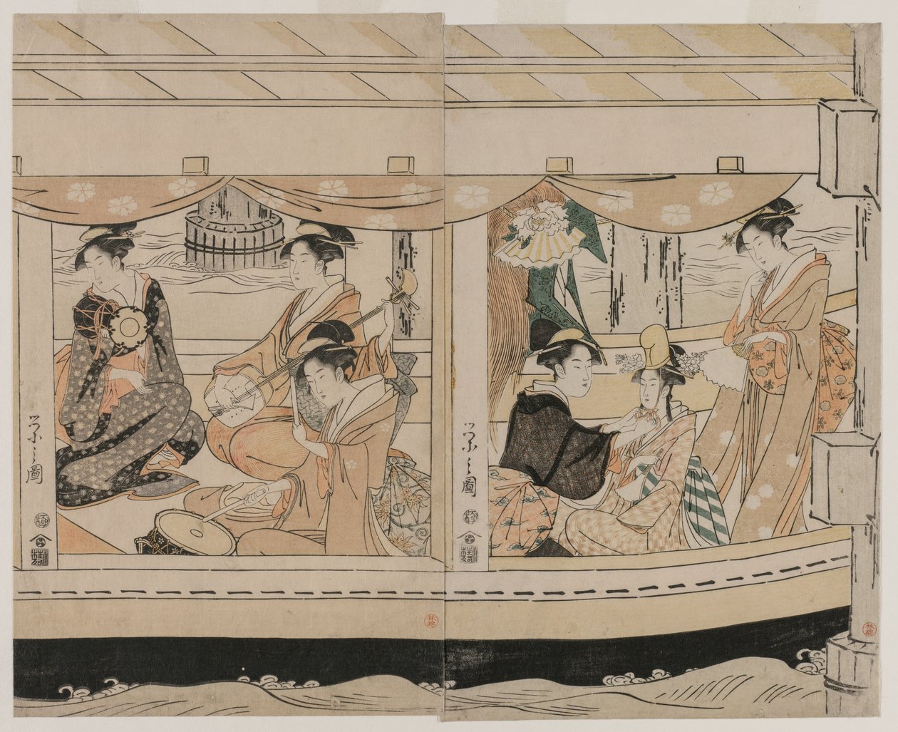 Bootsfahrt auf dem Sumida-Fluss, Mitte der 1790er Jahre von Chobunsai Eishi