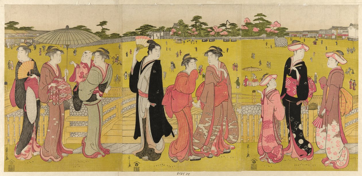 Spaziergang in der Nähe von Mihashi in Ueno von Chobunsai Eishi