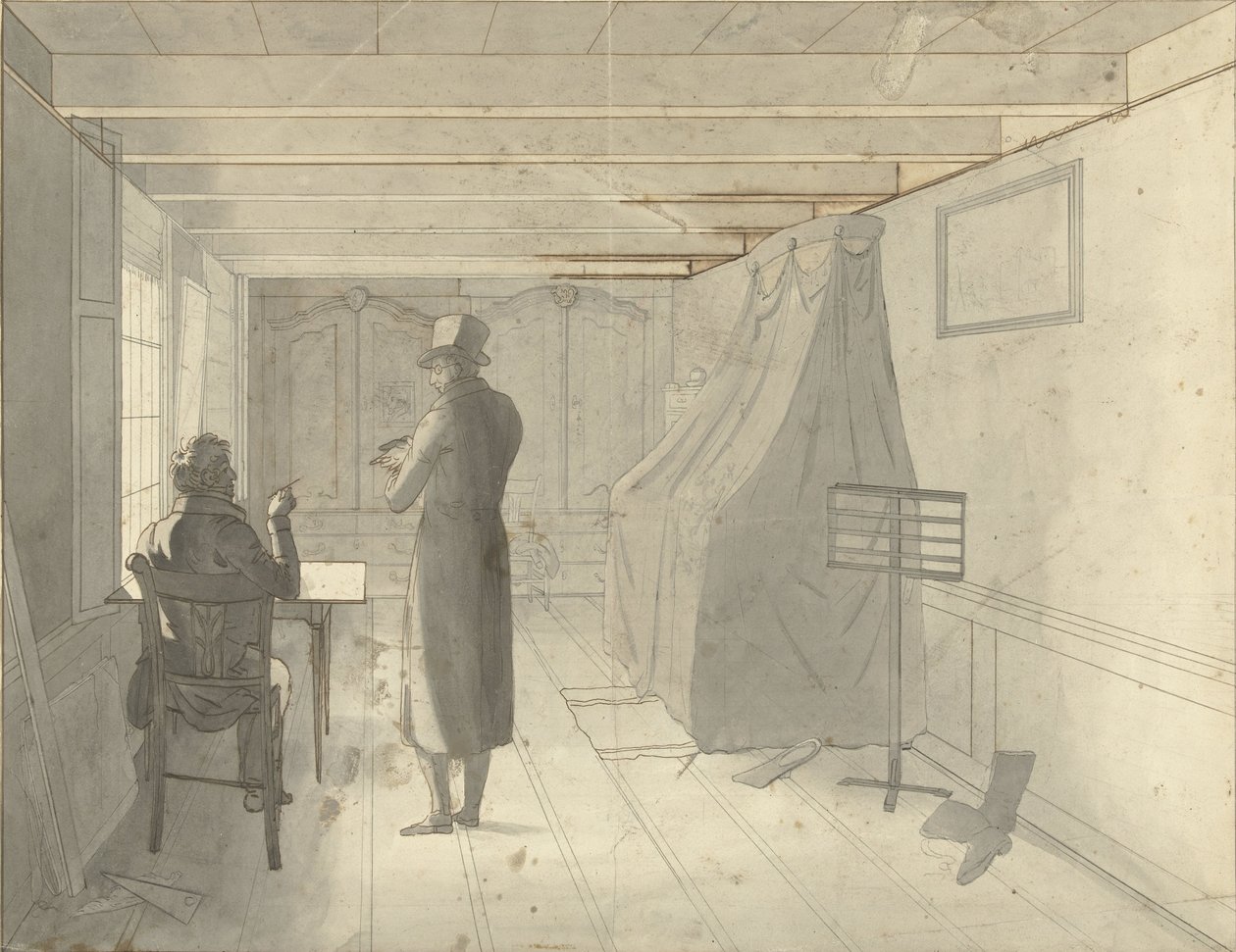 Interieur mit zwei Männern, darunter ein Zeichner von Christiaan Andriessen