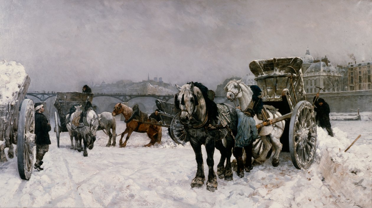 Schneetreiben an der Seine von Christian Eriksen Skredsvig