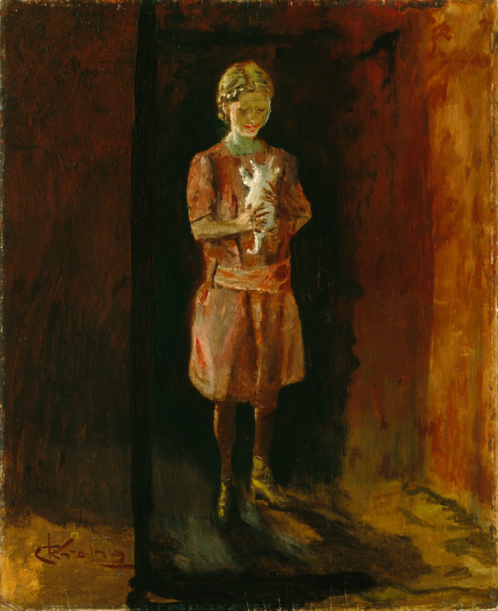 Mädchen mit Katze von Christian Krohg