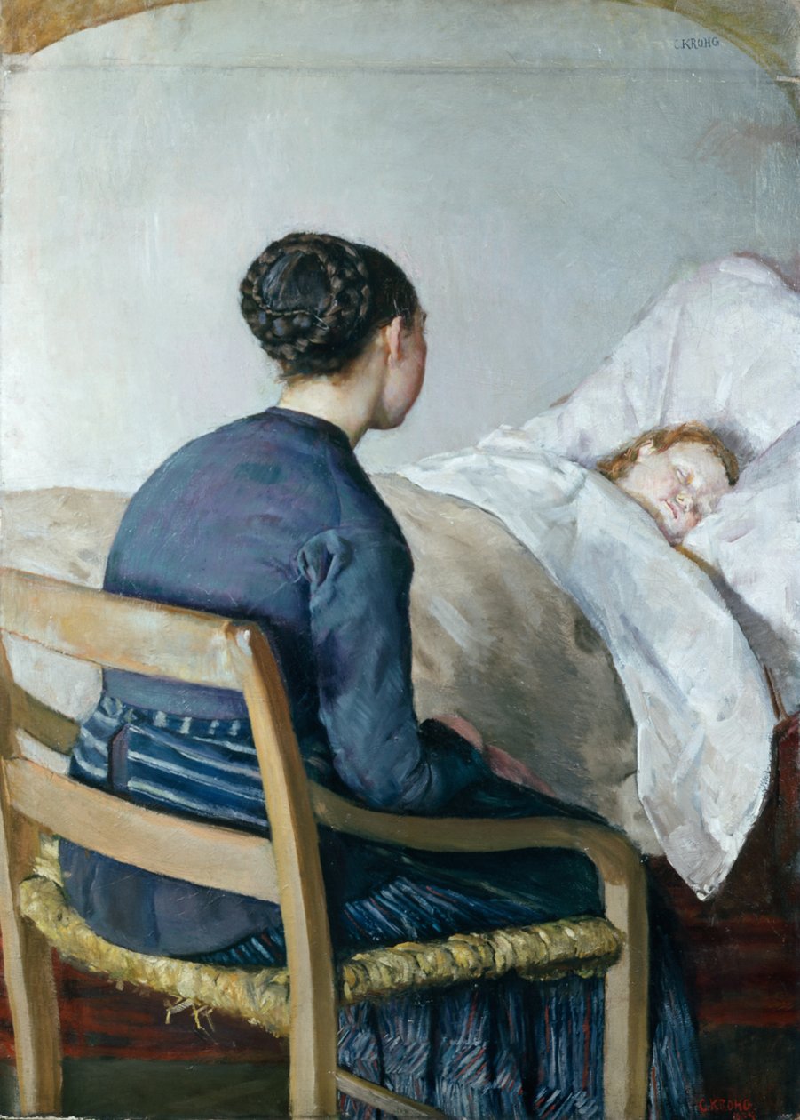 Mutter am Krankenbett ihres Kindes von Christian Krohg