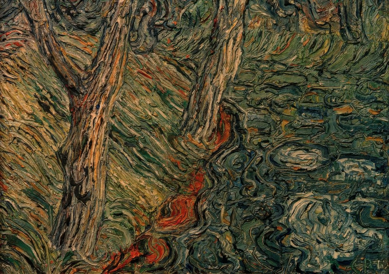 Bäume am Flussufer von Christian Rohlfs