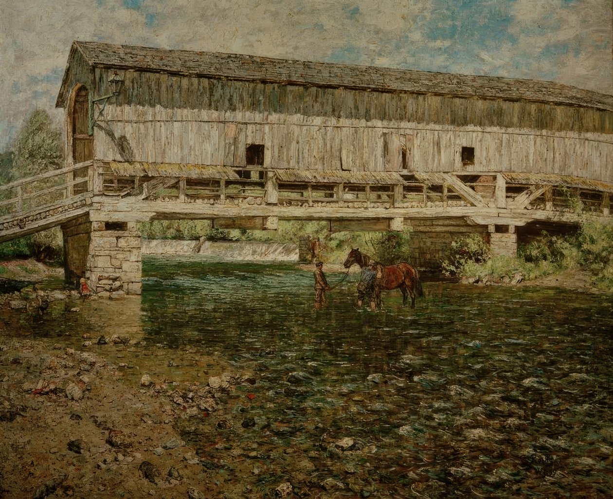 Die gedeckte Ilmbrücke in Buchfart bei Weimar von Christian Rohlfs
