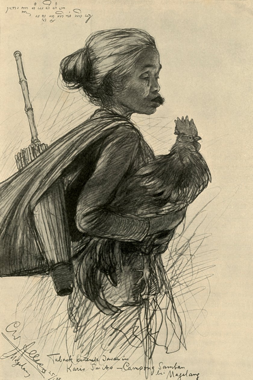 Frau, die Tabak kaut, Magelang, Java von Christian Wilhelm Allers