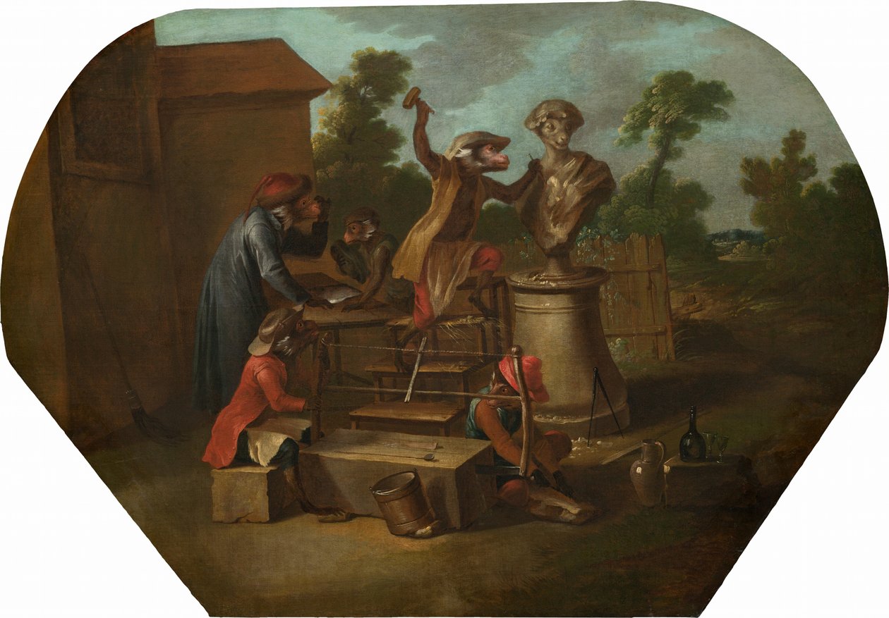 Singerie: Der Bildhauer, ca. 1739 von Christophe Huet