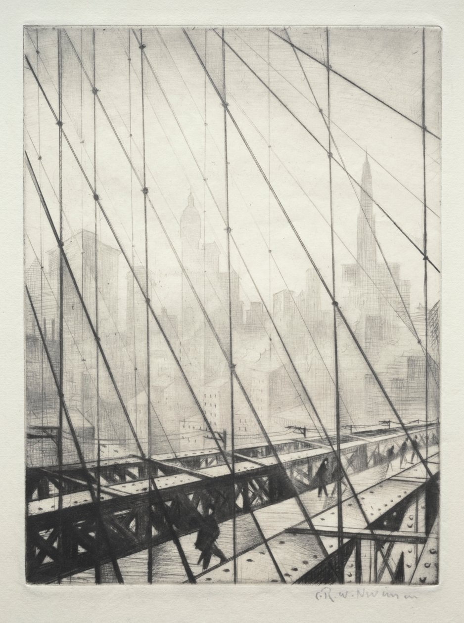 Blick durch die Brooklyn Bridge von Christopher Richard Wynne Nevinson
