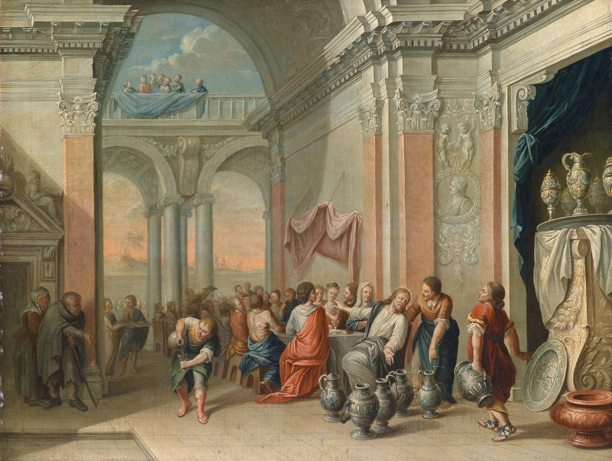 Die Hochzeit zu Kana von Circle of Johann Georg Platzer