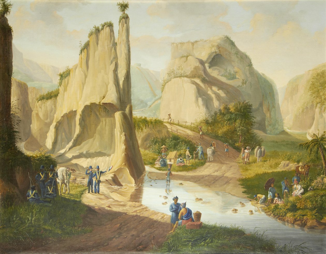 Eine Landschaft in den Niederländischen Ostindien von Circle of Raden Saleh
