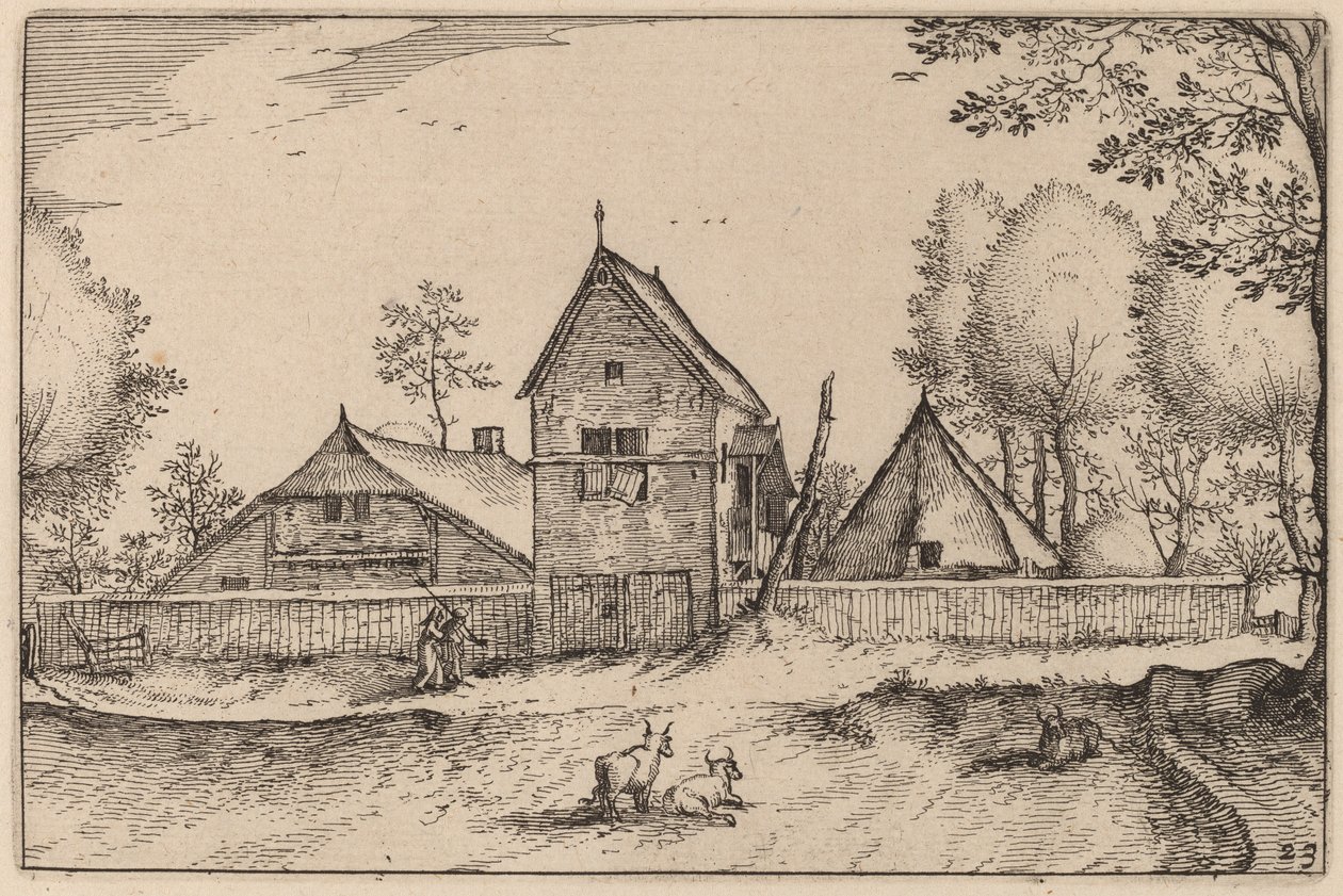 Großer ummauerter Bauernhof von Claes Jansz Visscher after Johannes van Doetechum, the Elder after Lucas