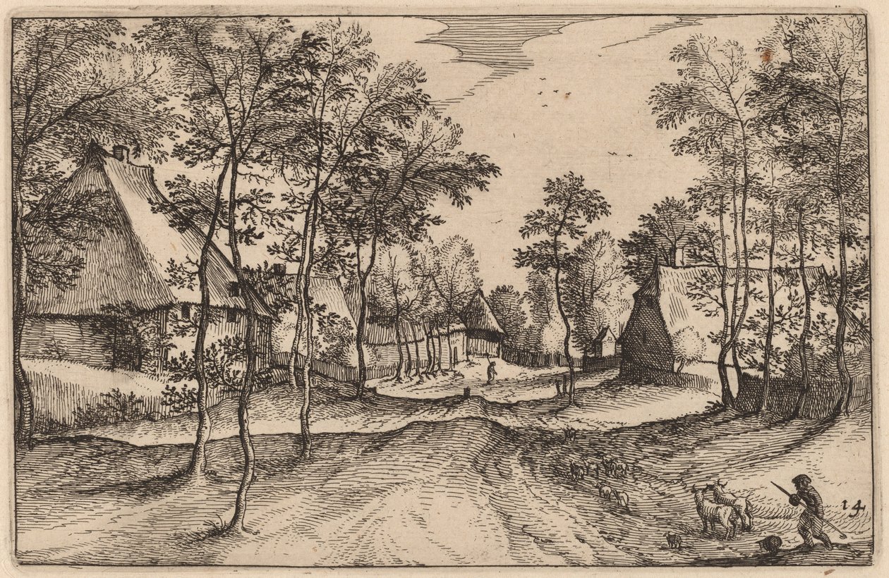 Dorfstraße von Claes Jansz Visscher after Johannes van Doetechum, the Elder after Lucas