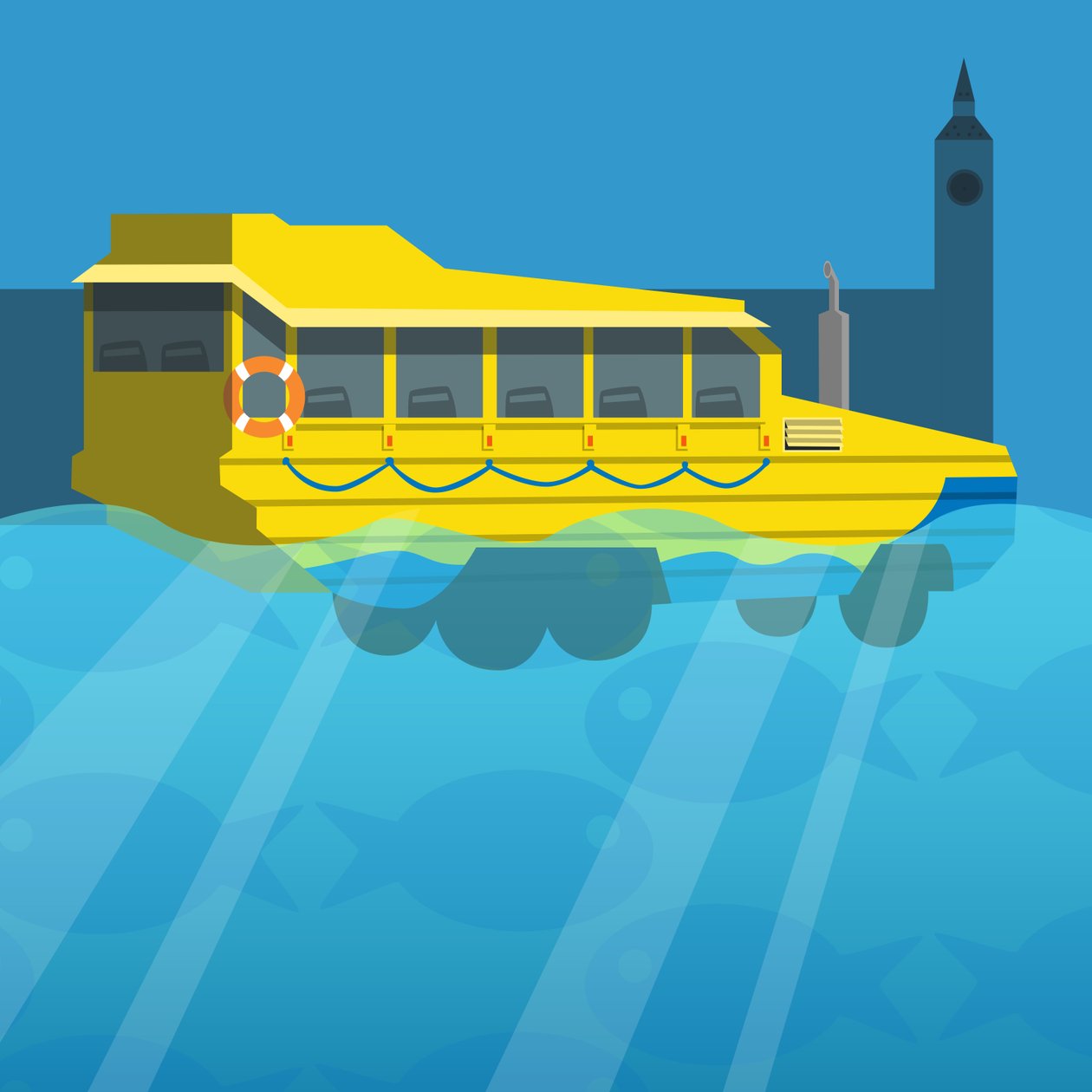 Amphibischer Londoner Enten-Tourbus von Claire Huntley