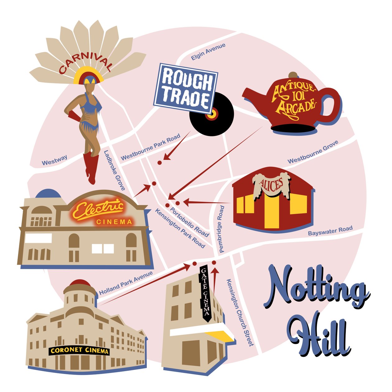 Karte von Notting Hill von Claire Huntley