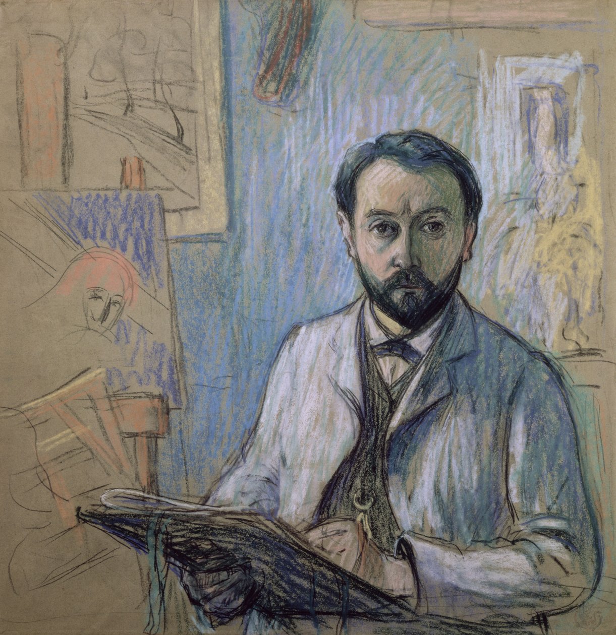 Selbstporträt in seinem Atelier, 1889 von Claude Emile Schuffenecker