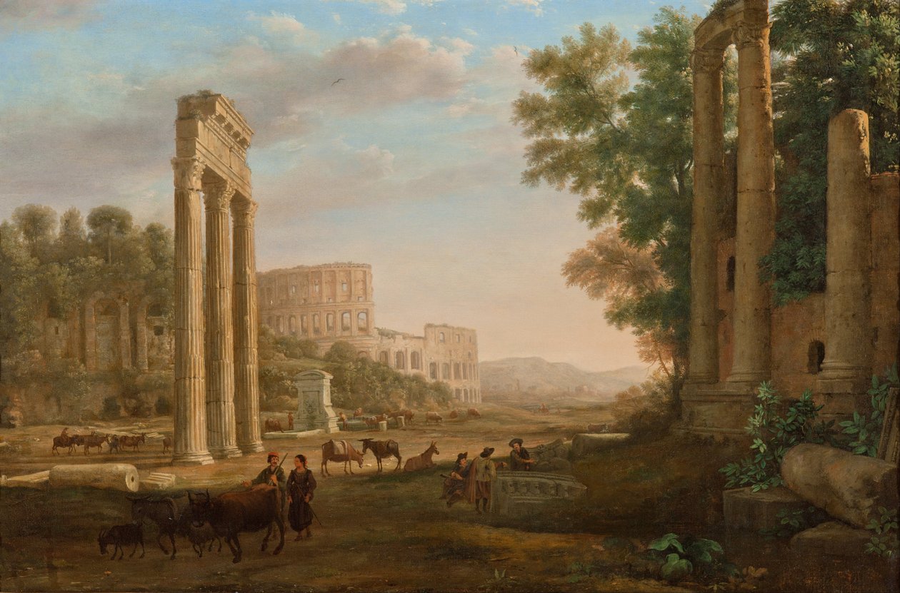 Capriccio mit Ruinen des Römischen Forums von Claude Lorrain