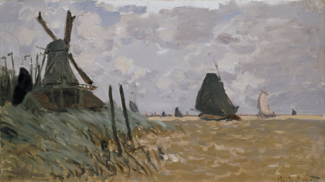 Eine Windmühle bei Zaandam, 19. Jahrhundert von Claude Monet