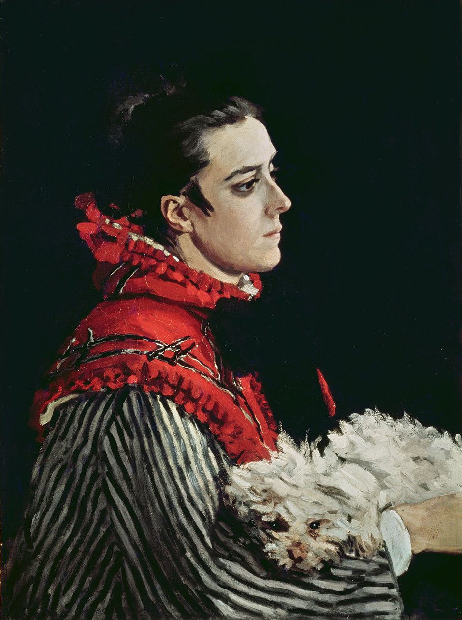 Camille Monet (1847-79) in einem roten Umhang, 1866 von Claude Monet