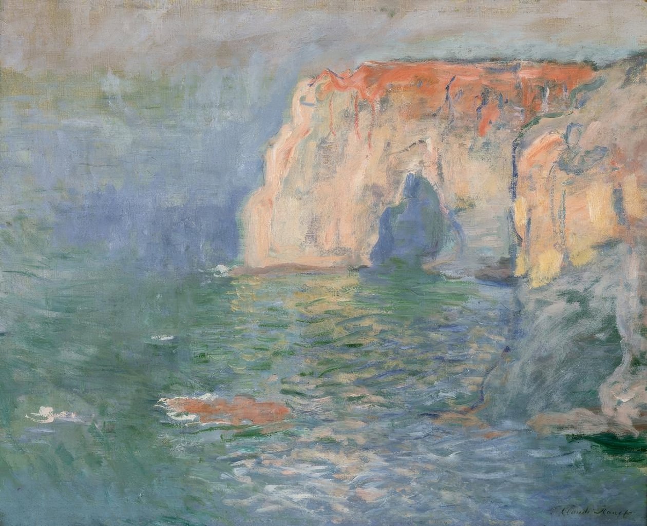 Etretat: La Manneporte, Spiegelungen auf dem Wasser von Claude Monet