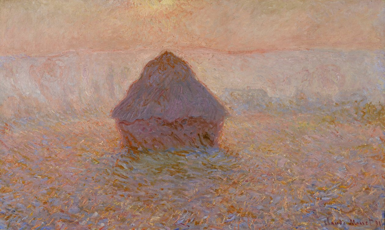 Getreideschober, Sonne im Nebel, 1891 von Claude Monet