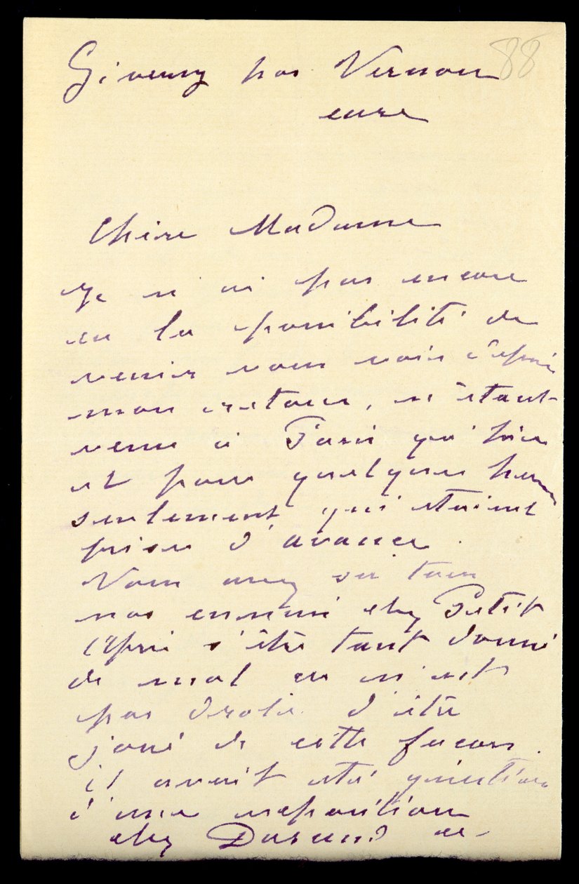 Brief von Claude Monet an Berthe Morisot, 1888 von Claude Monet