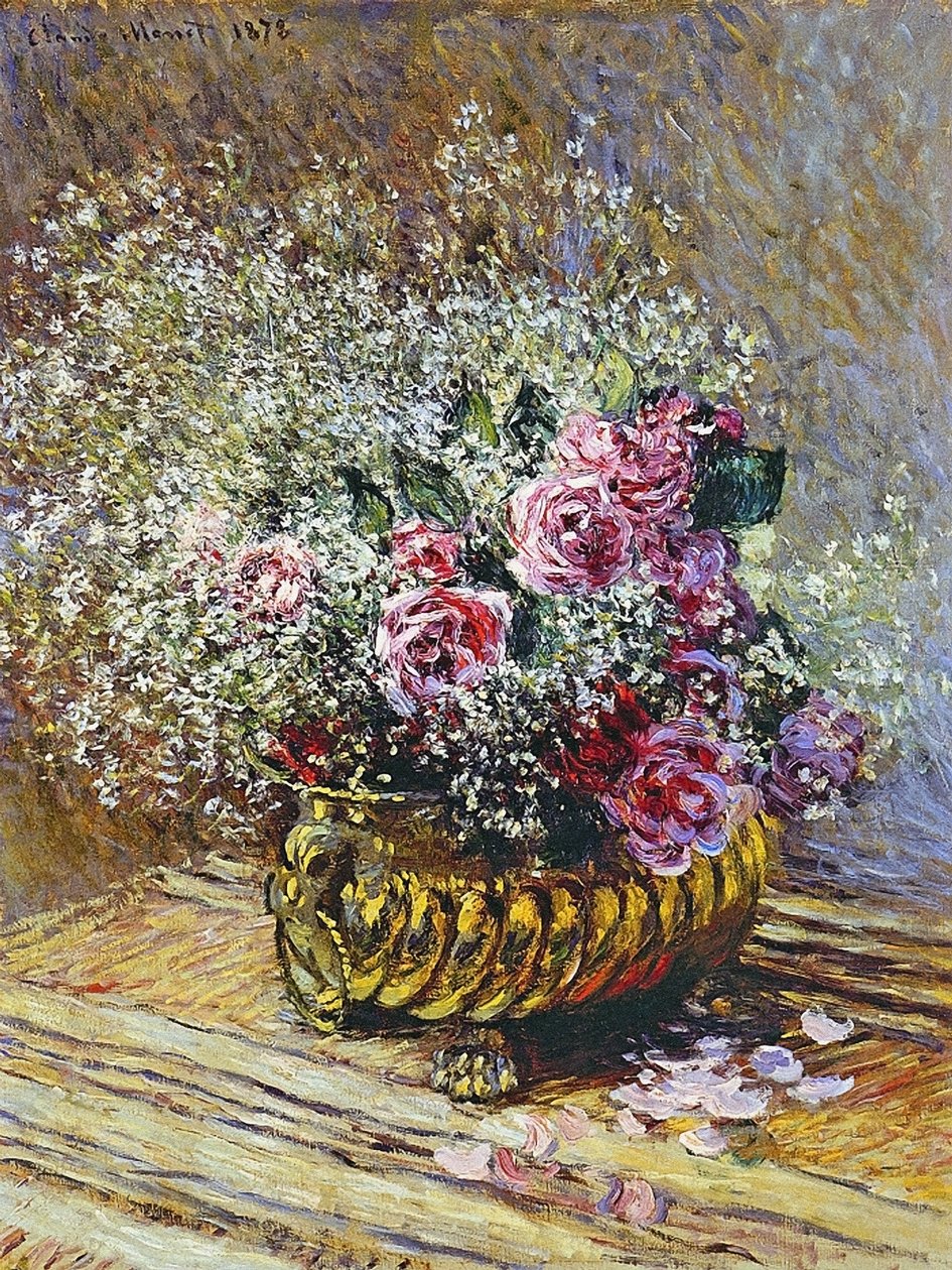 Rosen in einer Kupfervase, 1878 von Claude Monet