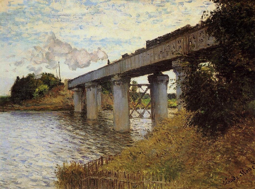 Die Eisenbahnbrücke in Argenteuil von Claude Monet