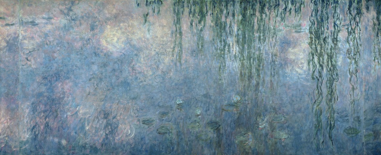 Seerosen: Morgen mit Trauerweiden, Detail des zentralen Abschnitts, 1914-18 von Claude Monet