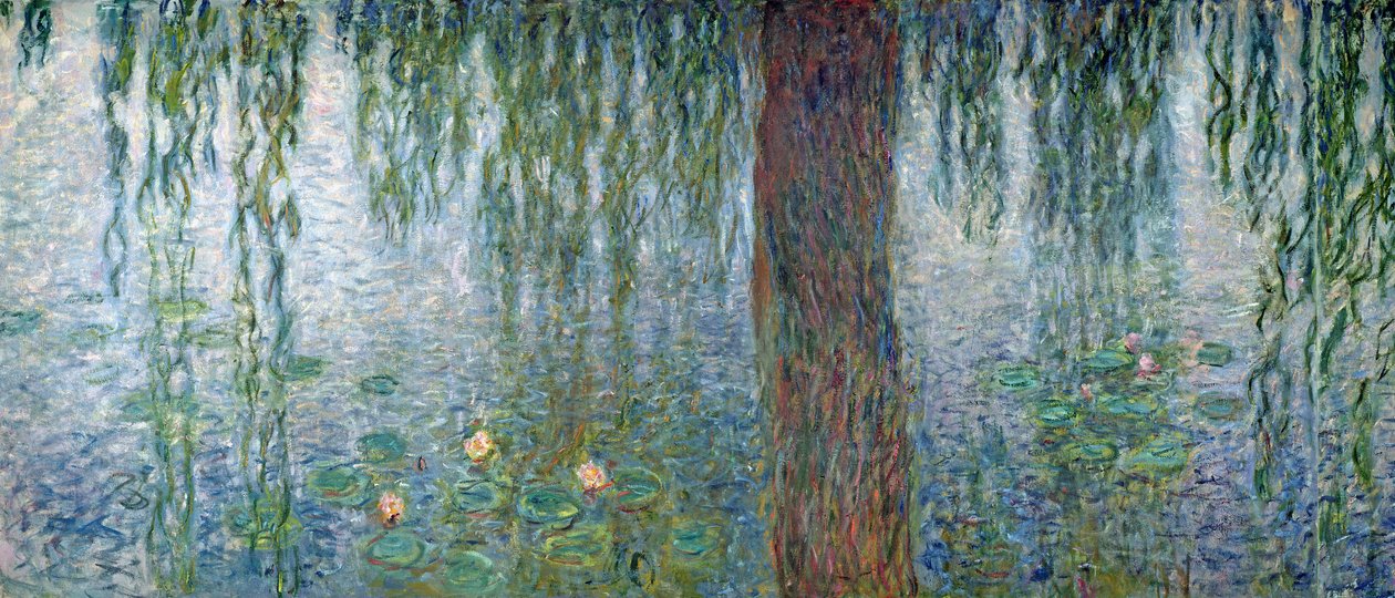 Seerosen: Morgen mit Trauerweiden, Detail des linken Abschnitts, 1915-26 von Claude Monet