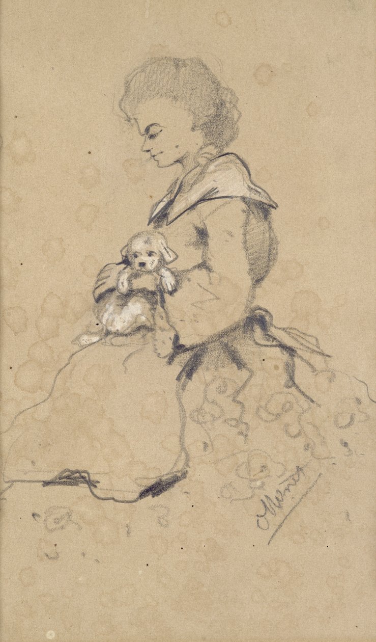 Frauen mit einem kleinen Hund von Claude Monet
