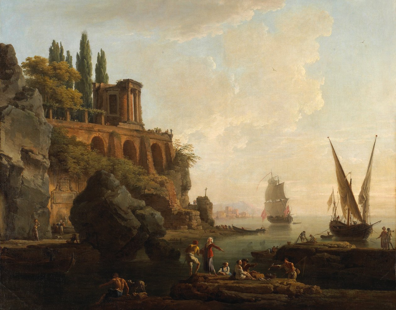 Imaginäre Landschaft, italienische Hafenszene von Claude Joseph Vernet