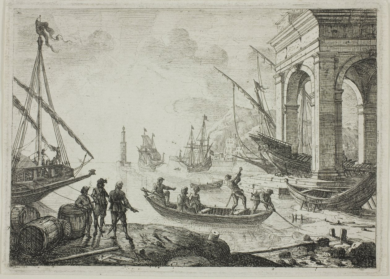 Hafenszene mit Leuchtturm von Claude Lorrain
