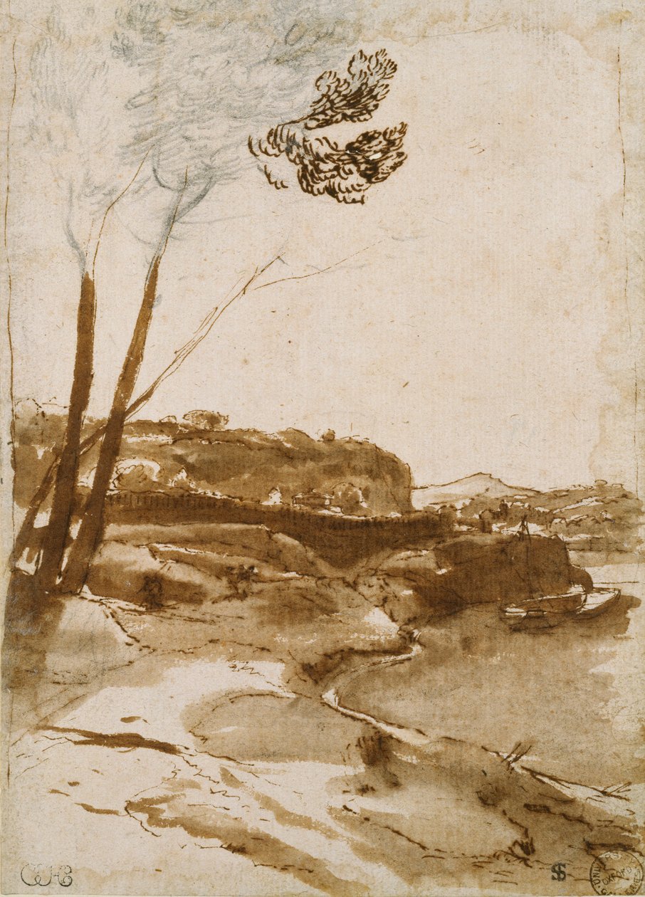 Pfad entlang des Tiber, um 1635-1640 von Claude Lorrain