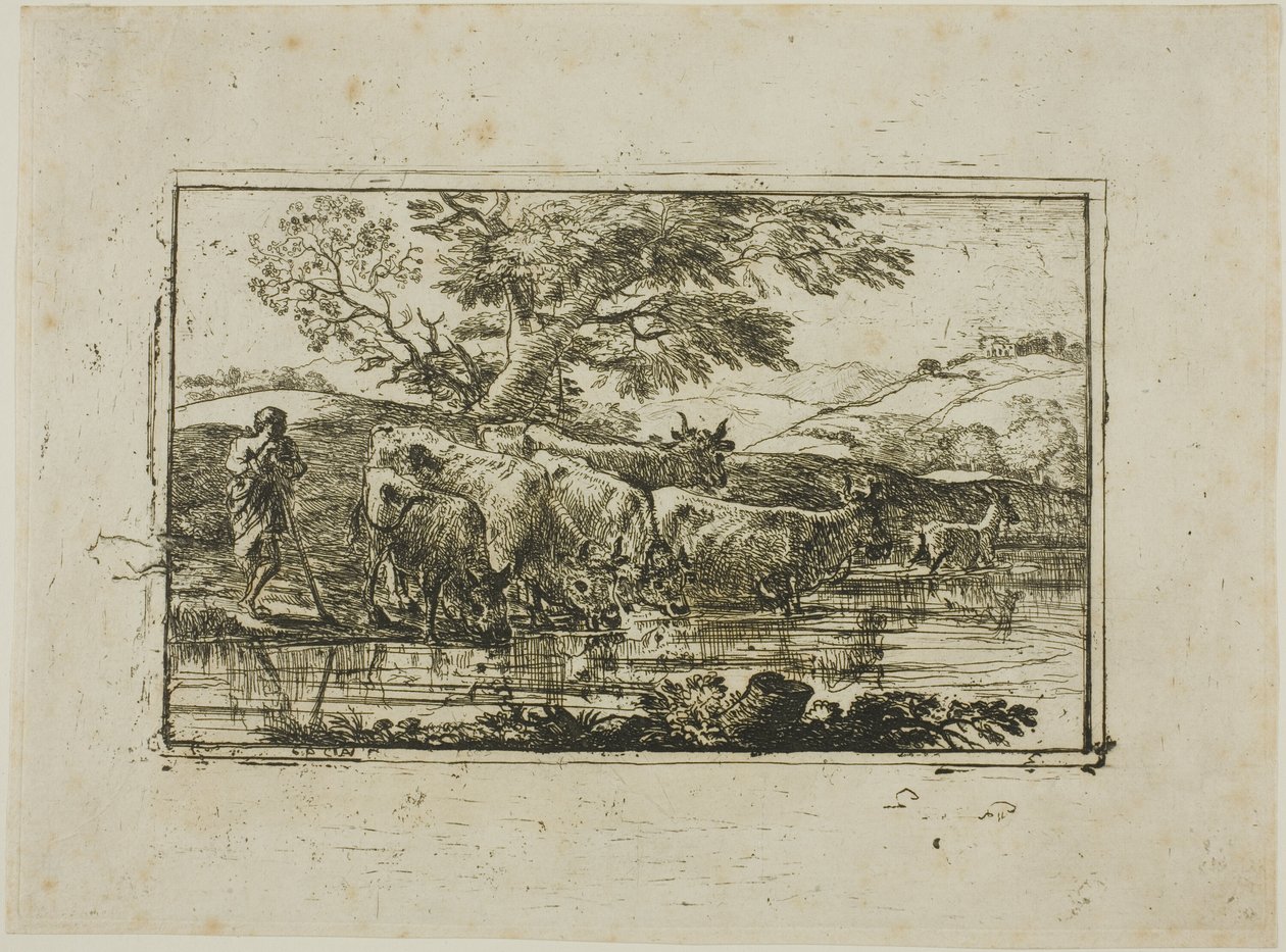 Die Herde am Wasserplatz von Claude Lorrain