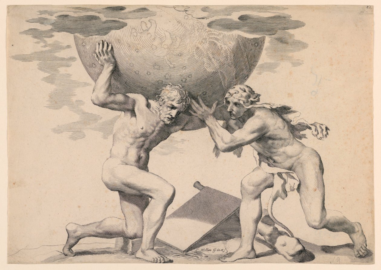 Herkules und Atlas von Claude Mellan
