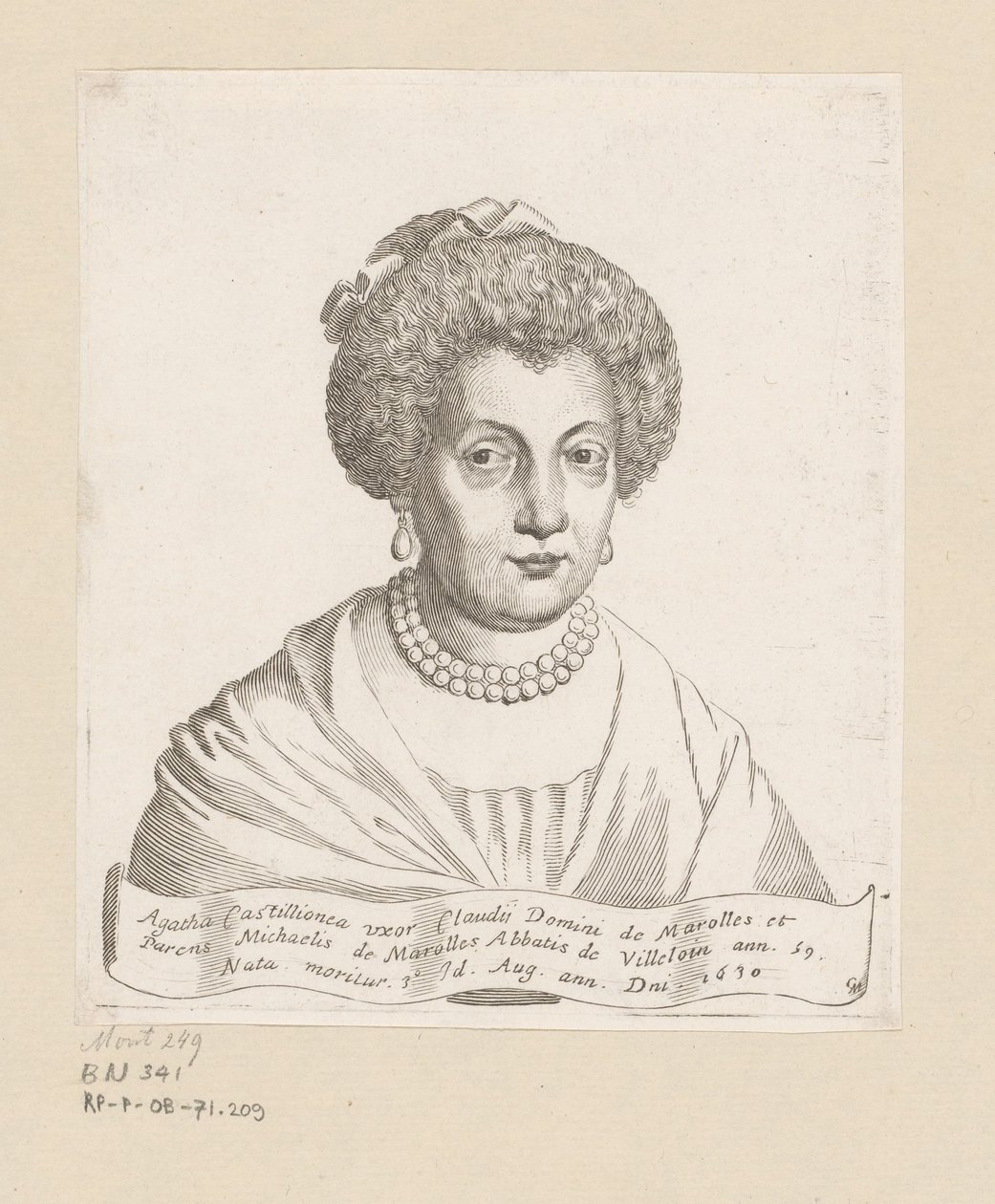 Porträt von Agathe de Châtillon von Claude Mellan