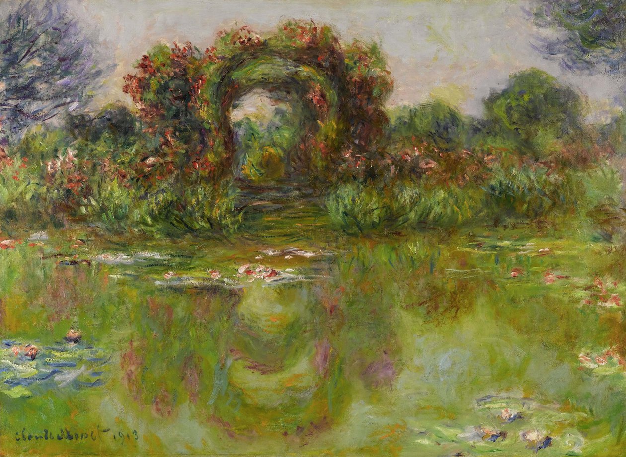 Bassin aux Nymphéas, les Rosiers, 1913 von Claude Monet
