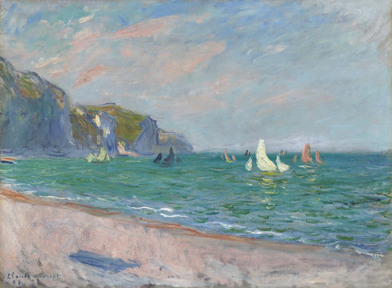 Boote vor den Klippen von Pourville, 1882 von Claude Monet