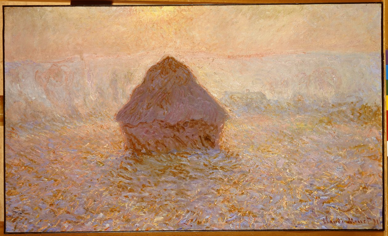 Heuschober, Sonne im Nebel von Claude Monet