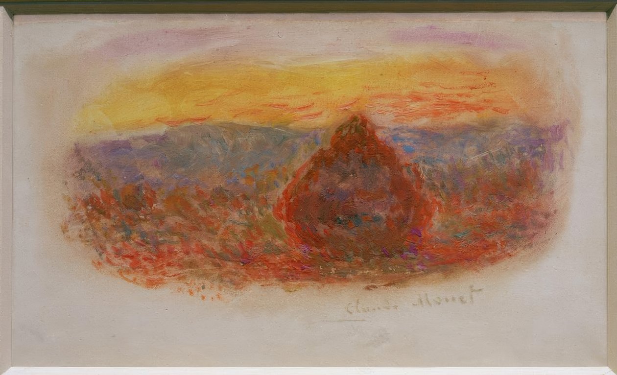 Meule, soleil couchant von Claude Monet