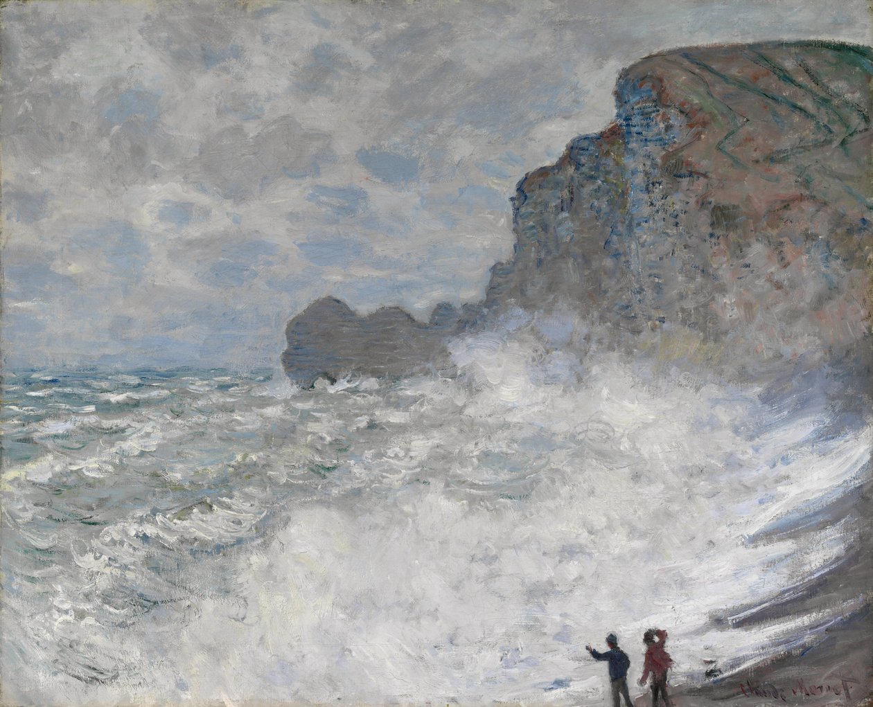 Stürmisches Wetter in Étretat von Claude Monet