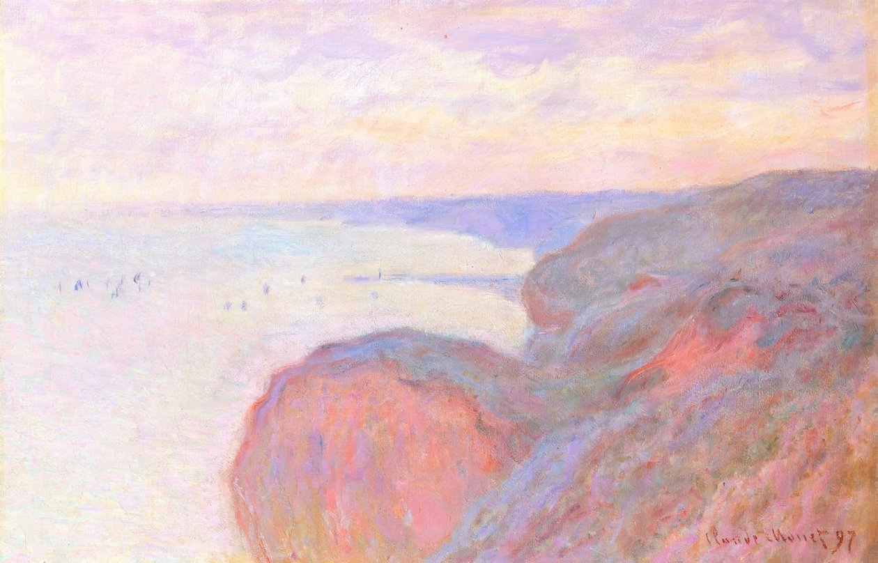 Auf der Klippe bei Dieppe, bewölkter Himmel von Claude Monet